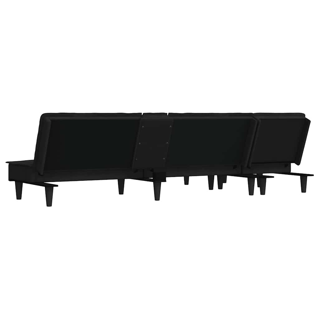 Divano Letto a L Nero 255x140x70 cm in Velluto - homemem39