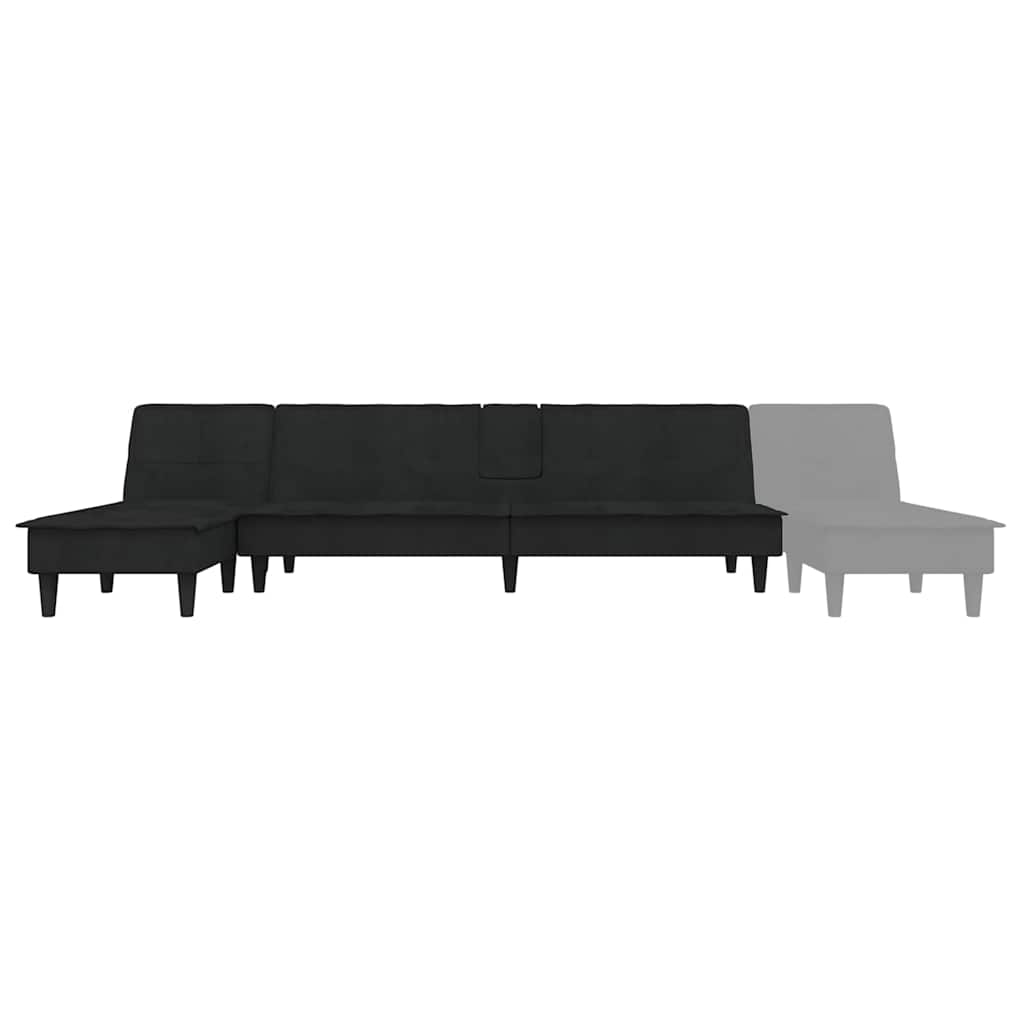 Divano Letto a L Nero 255x140x70 cm in Velluto - homemem39