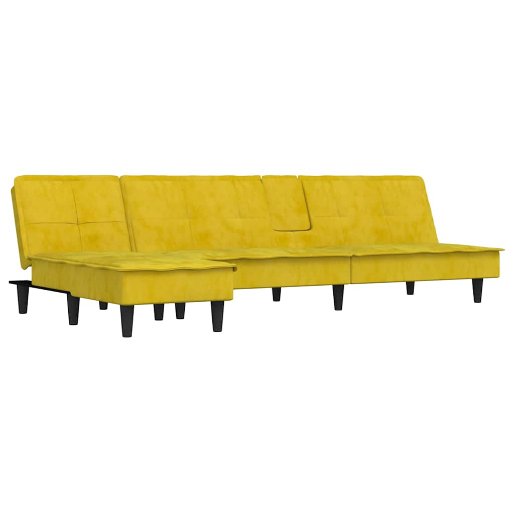 Divano Letto a L Giallo 255x140x70 cm in Velluto - homemem39