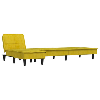 Divano Letto a L Giallo 255x140x70 cm in Velluto