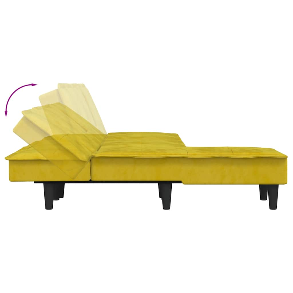 Divano Letto a L Giallo 255x140x70 cm in Velluto