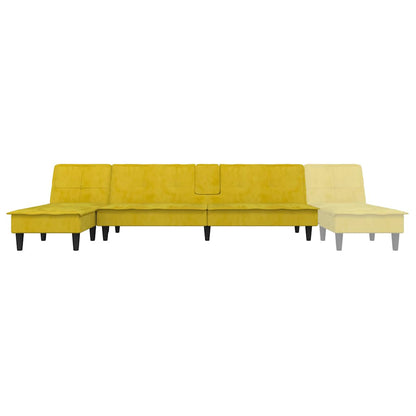 Divano Letto a L Giallo 255x140x70 cm in Velluto - homemem39