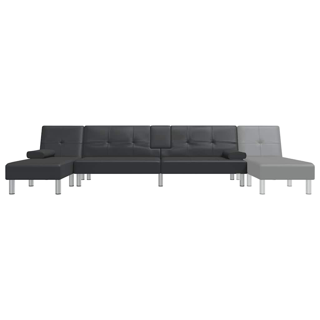 Divano Letto a L Nero 255x140x70 cm in Similpelle - homemem39