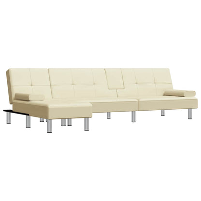 Divano Letto a L Crema 255x140x70 cm in Similpelle - homemem39