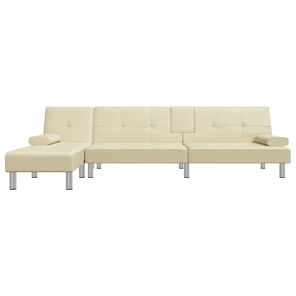 Divano Letto a L Crema 255x140x70 cm in Similpelle - homemem39