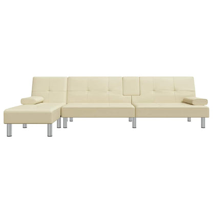 Divano Letto a L Crema 255x140x70 cm in Similpelle