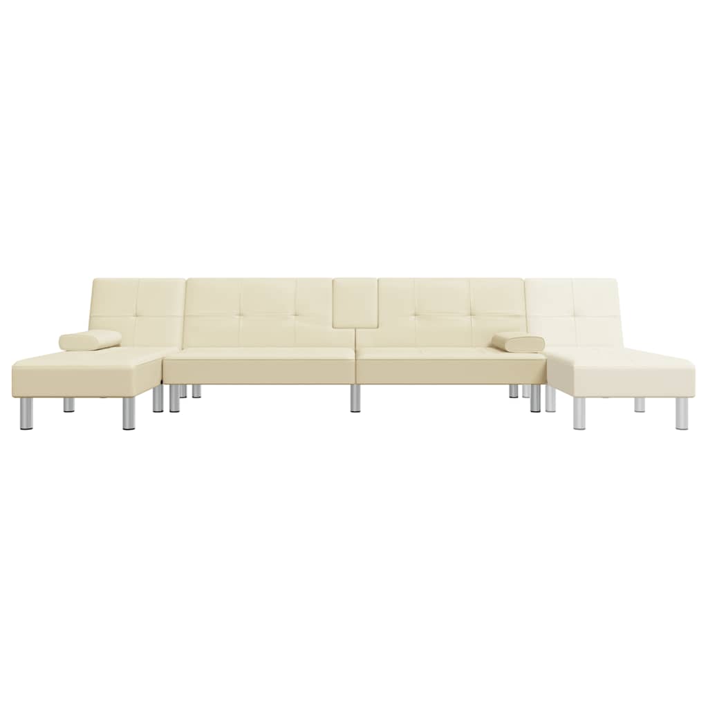 Divano Letto a L Crema 255x140x70 cm in Similpelle - homemem39