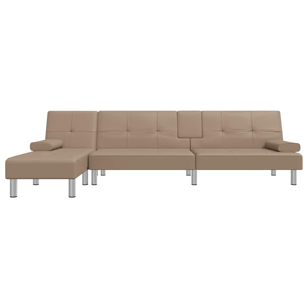 Divano Letto a L Cappuccino 255x140x70 cm in Similpelle - homemem39