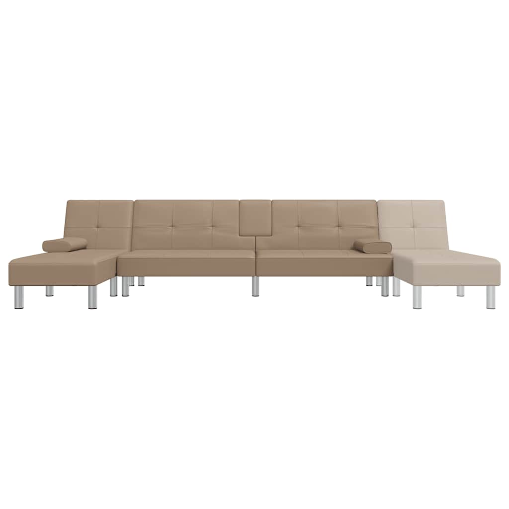 Divano Letto a L Cappuccino 255x140x70 cm in Similpelle - homemem39