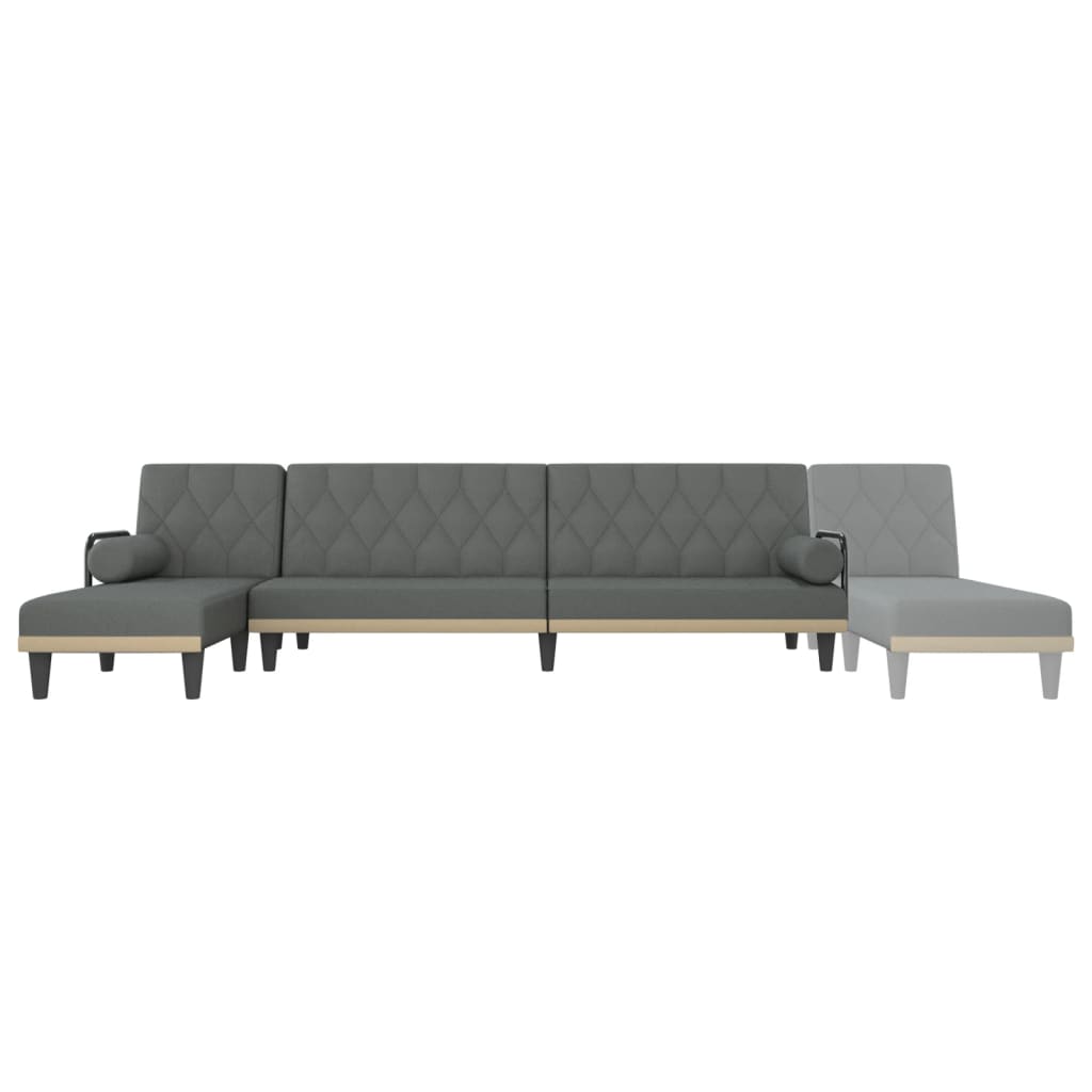 Divano Letto a L Grigio Scuro 260x140x70 cm in Tessuto - homemem39