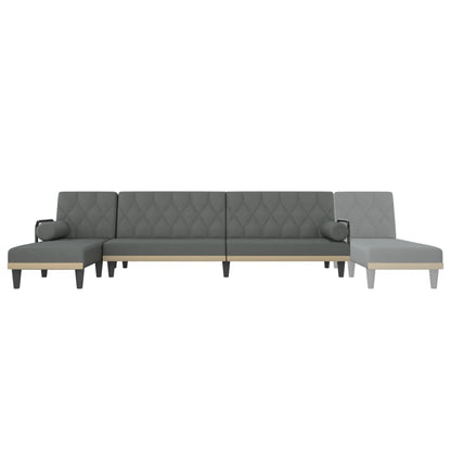 Divano Letto a L Grigio Scuro 260x140x70 cm in Tessuto - homemem39