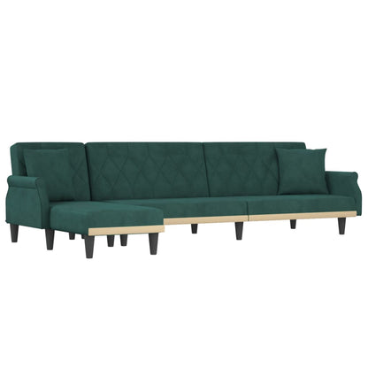 Divano Letto a L Verde Scuro 271x140x70 cm in Velluto - homemem39