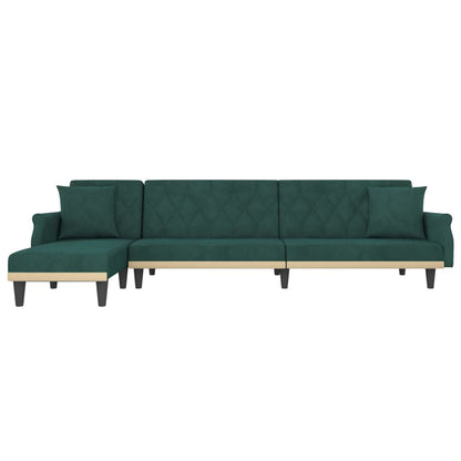 Divano Letto a L Verde Scuro 271x140x70 cm in Velluto - homemem39