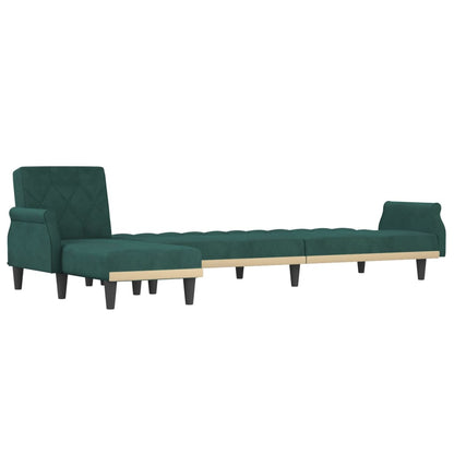 Divano Letto a L Verde Scuro 271x140x70 cm in Velluto