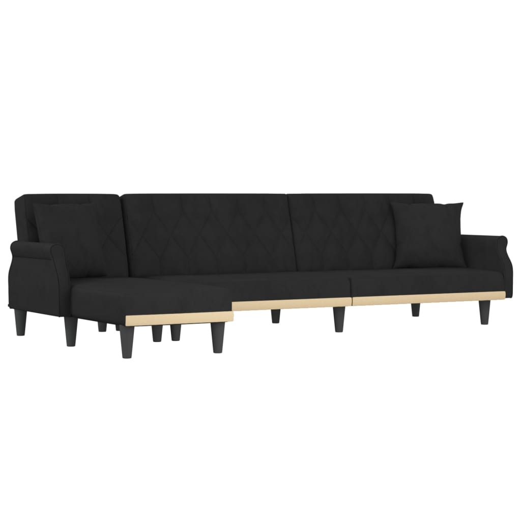 Divano Letto a L Nero 271x140x70 cm in Velluto - homemem39