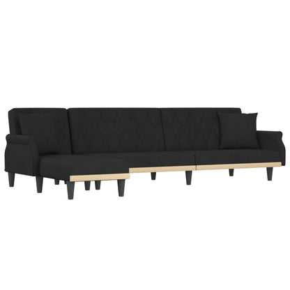 Divano Letto a L Nero 271x140x70 cm in Velluto - homemem39
