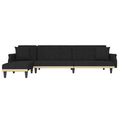 Divano Letto a L Nero 271x140x70 cm in Velluto - homemem39