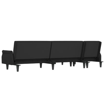 Divano Letto a L Nero 271x140x70 cm in Velluto - homemem39