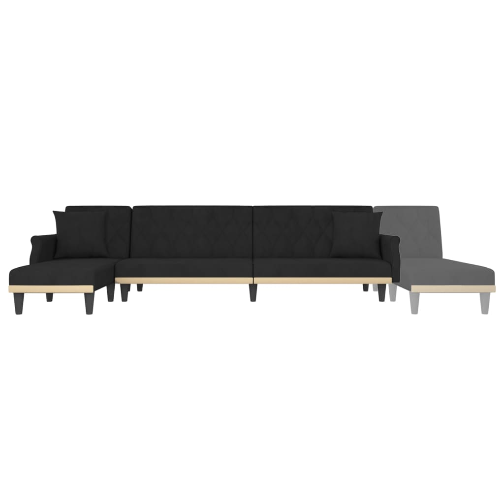 Divano Letto a L Nero 271x140x70 cm in Velluto - homemem39