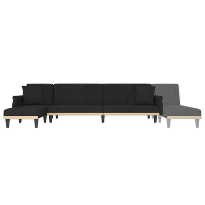Divano Letto a L Nero 271x140x70 cm in Velluto - homemem39