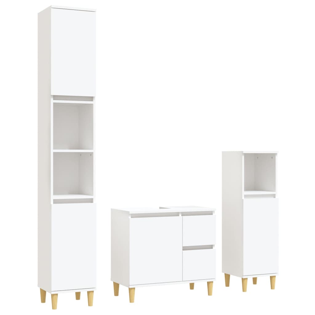 Set di Mobili da Bagno 3 pz Bianco in Legno Multistrato - homemem39