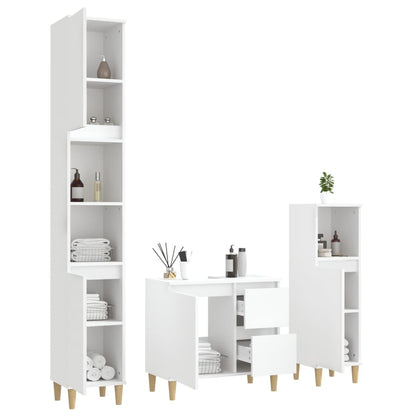Set di Mobili da Bagno 3 pz Bianco in Legno Multistrato