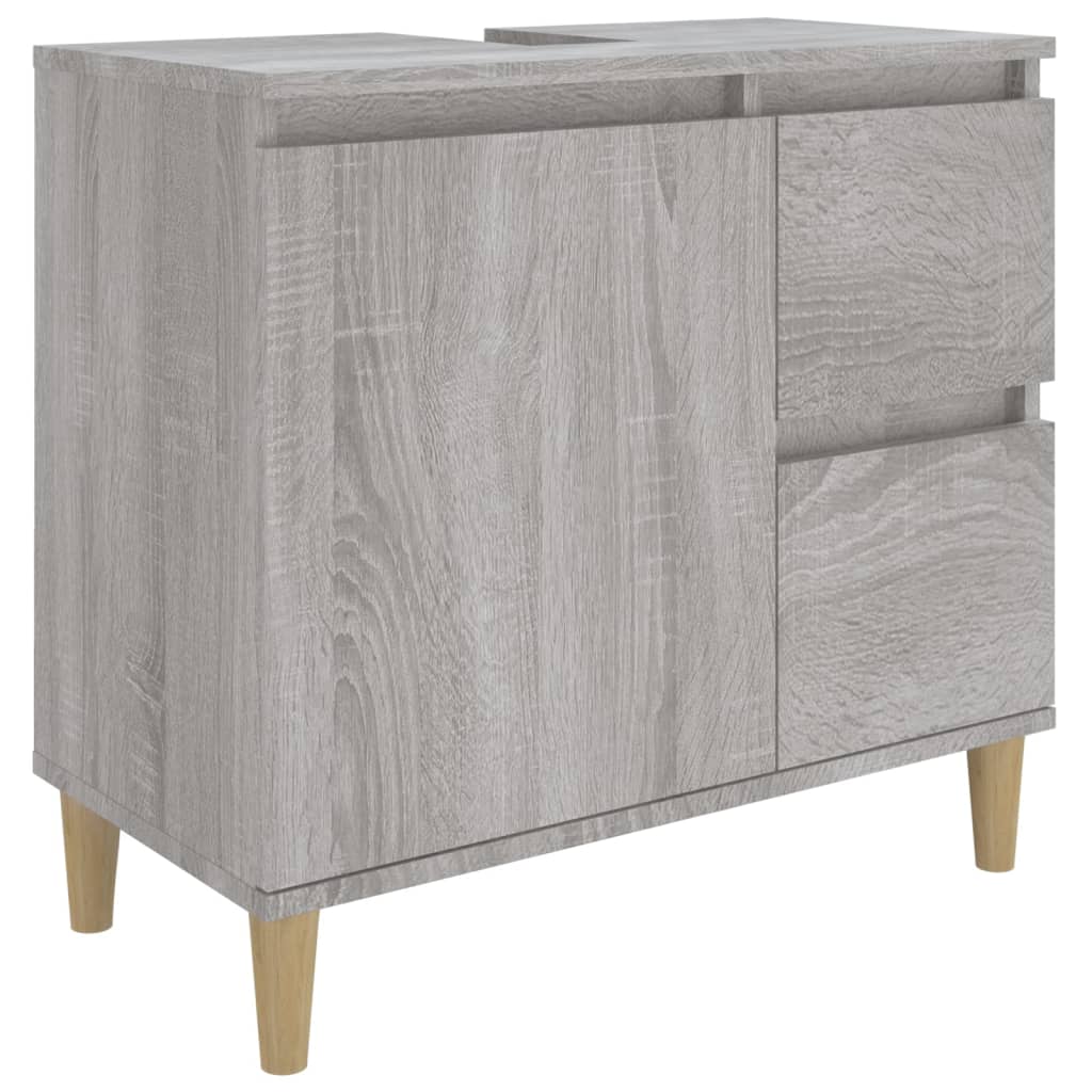 Set Mobili da Bagno 3 pz Grigio Sonoma in Legno Multistrato | homemem39