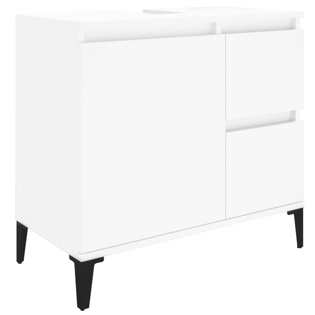 Set di Mobili da Bagno 3 pz Bianco in Legno Multistrato | homemem39