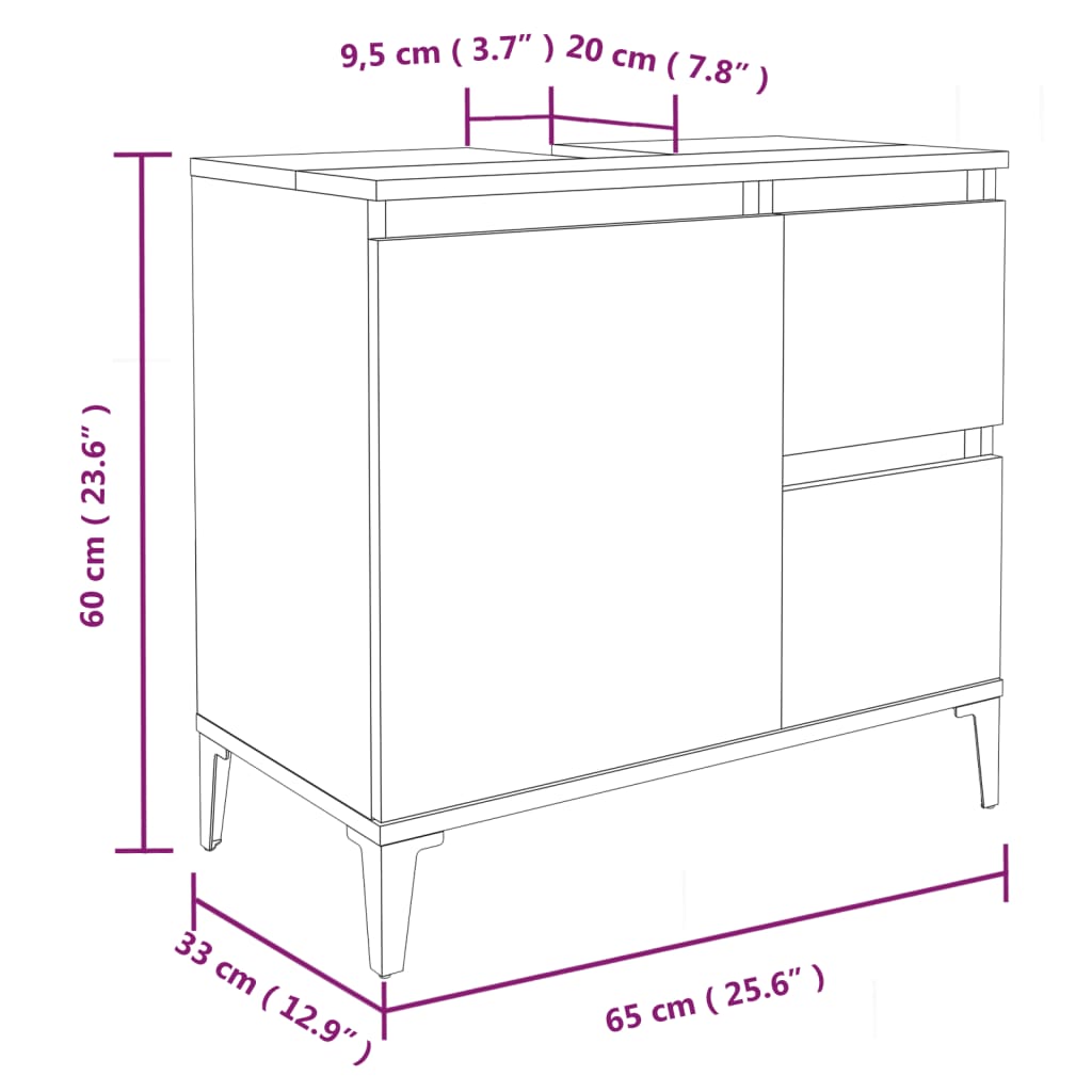 Set di Mobili da Bagno 3 pz Bianco in Legno Multistrato | homemem39