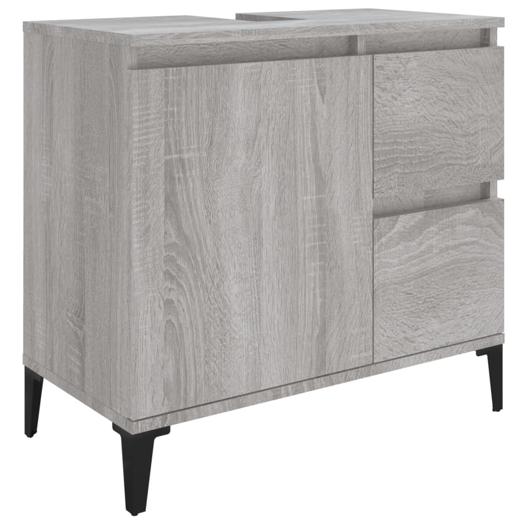 Set Mobili da Bagno 3 pz Grigio Sonoma in Legno Multistrato | homemem39