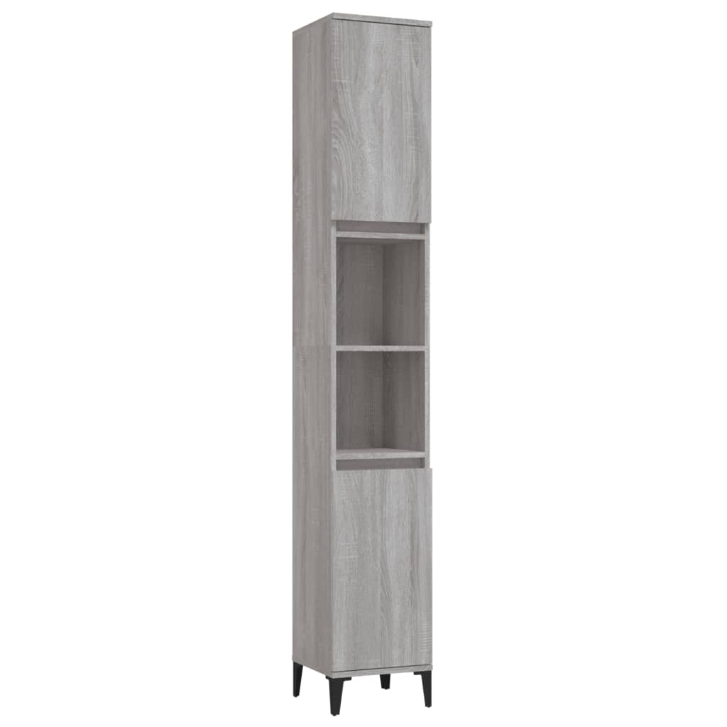 Set Mobili da Bagno 3 pz Grigio Sonoma in Legno Multistrato | homemem39