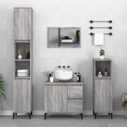 Set Mobili da Bagno 3 pz Grigio Sonoma in Legno Multistrato | homemem39