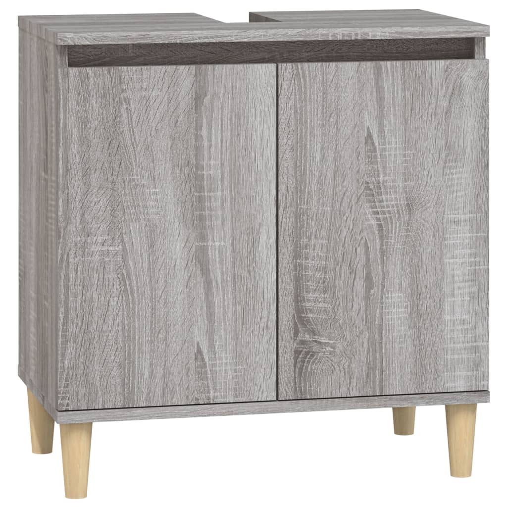 Set Mobili da Bagno 3 pz Grigio Sonoma in Legno Multistrato | homemem39
