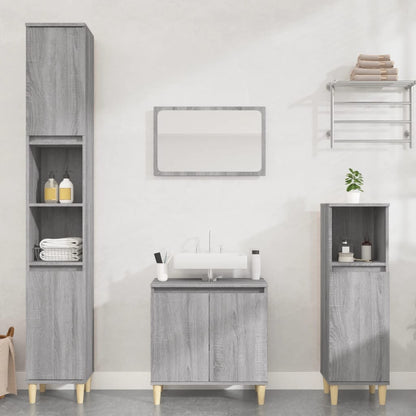 Set Mobili da Bagno 3 pz Grigio Sonoma in Legno Multistrato | homemem39