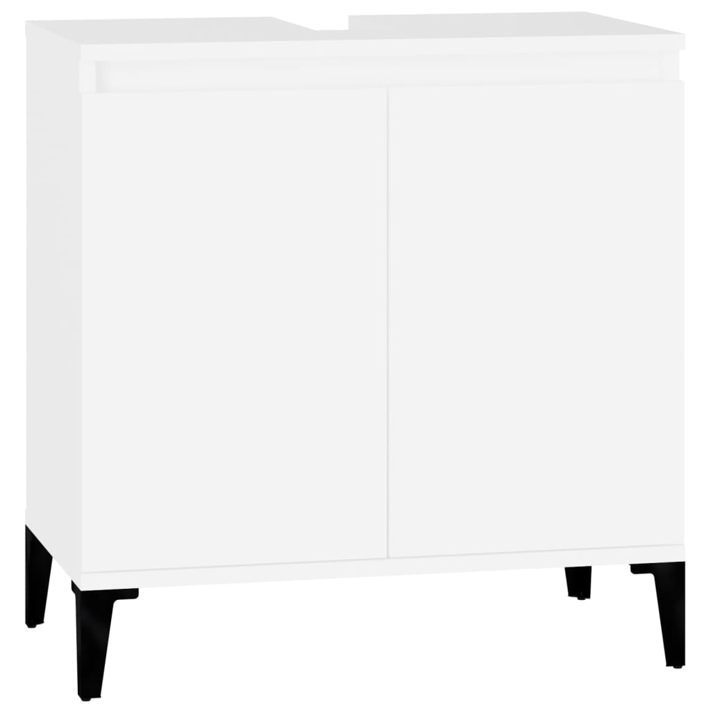 Set Mobili da Bagno 3 pz Bianco in Legno Multistrato