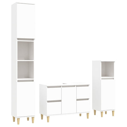 Set Mobili da Bagno 3 pz Bianco in Legno Multistrato | homemem39