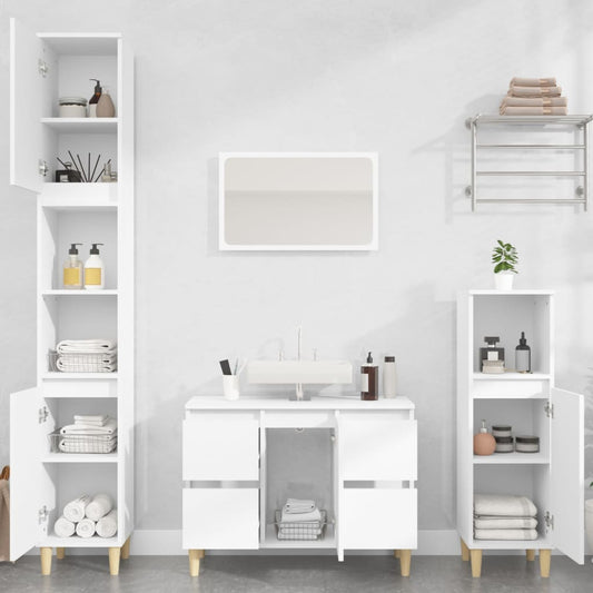 Set Mobili da Bagno 3 pz Bianco in Legno Multistrato | homemem39