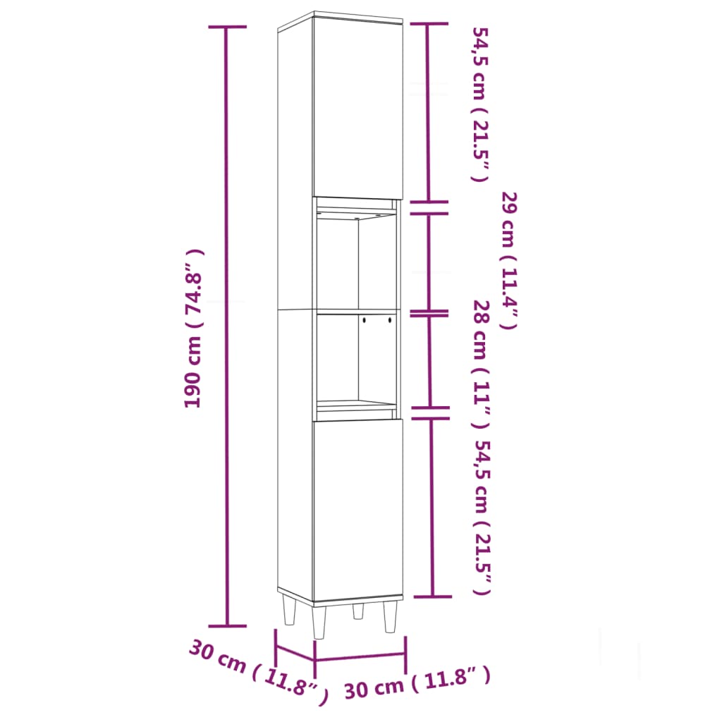 Set Mobili da Bagno 3 pz Grigio Sonoma in Legno Multistrato | homemem39