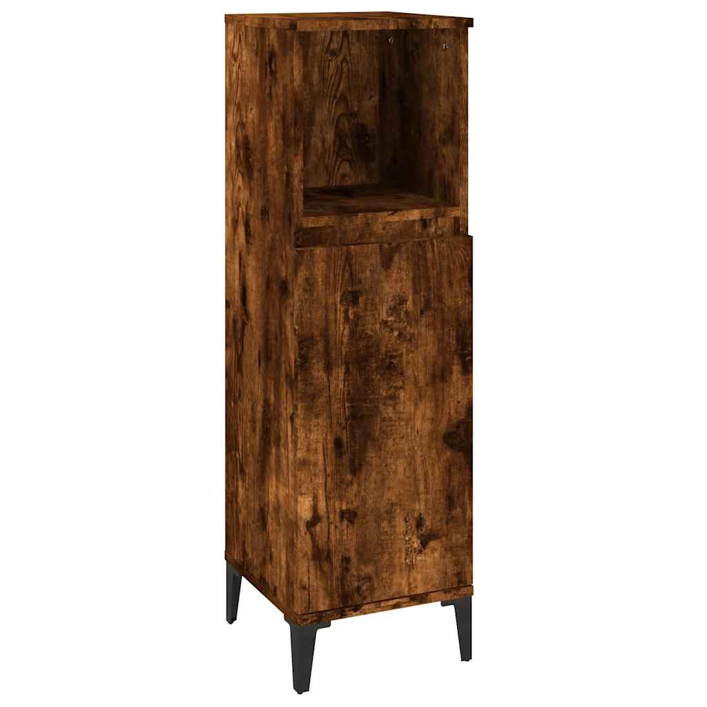 Set Mobili da Bagno 3 pz Rovere Fumo in Legno Multistrato | homemem39