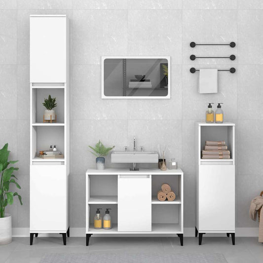 Set Mobili da Bagno 3 pz Bianco in Legno Multistrato | homemem39