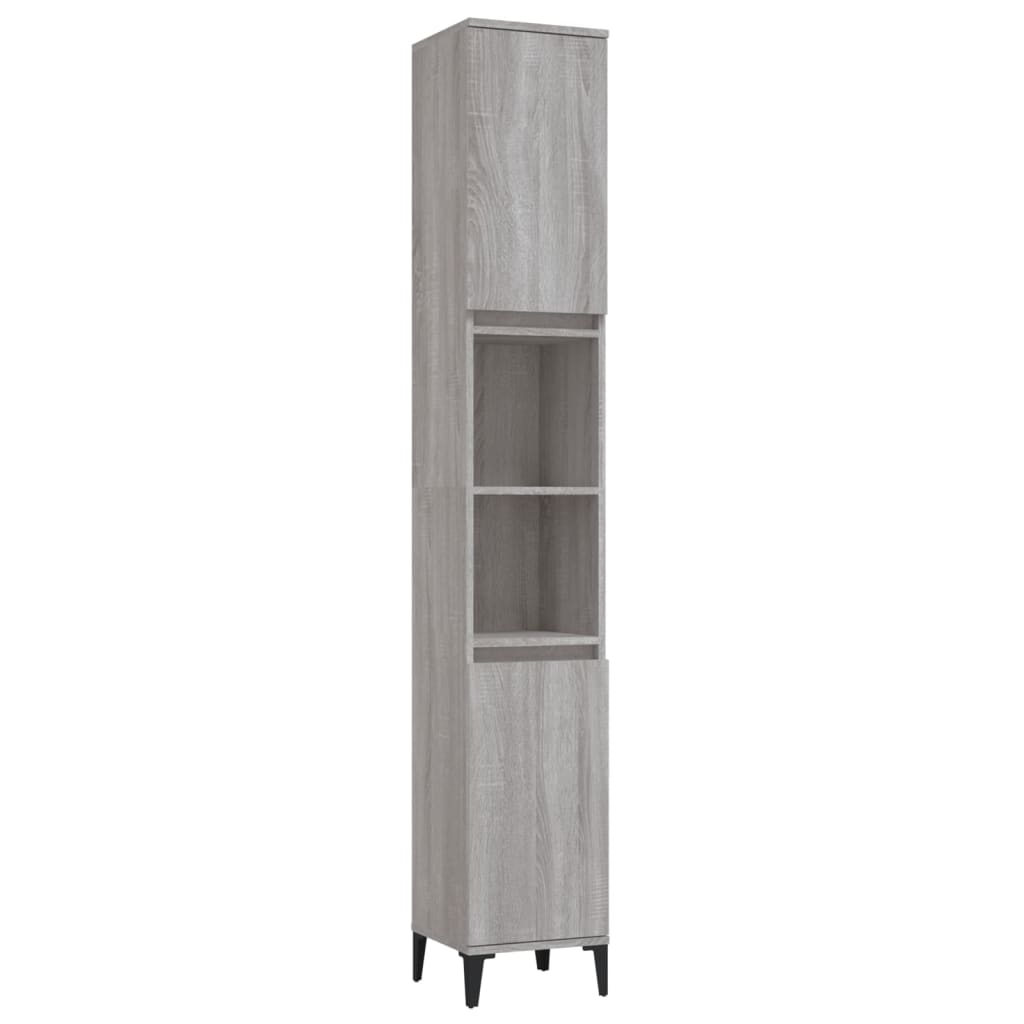 Set Mobili da Bagno 3 pz Grigio Sonoma in Legno Multistrato | homemem39
