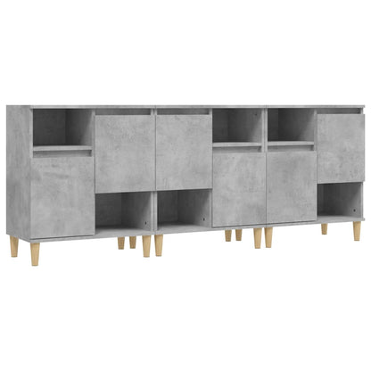 Credenze 3pz Grigio Cemento 60x35x70 cm in Legno Multistrato
