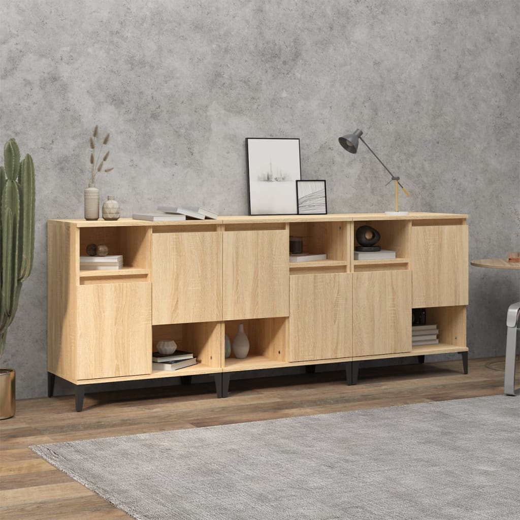 Credenze 3pz Rovere Sonoma 60x35x70 cm in Legno Multistrato