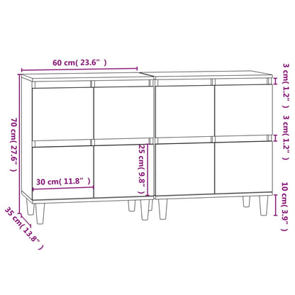 Credenze 2pz Nere 60x35x70 cm in Legno Multistrato - homemem39