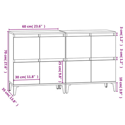 Credenze 2pz Rovere Fumo 60x35x70 cm in Legno Multistrato