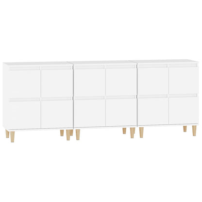 Credenze 3pz Bianche 60x35x70 cm in Legno Multistrato