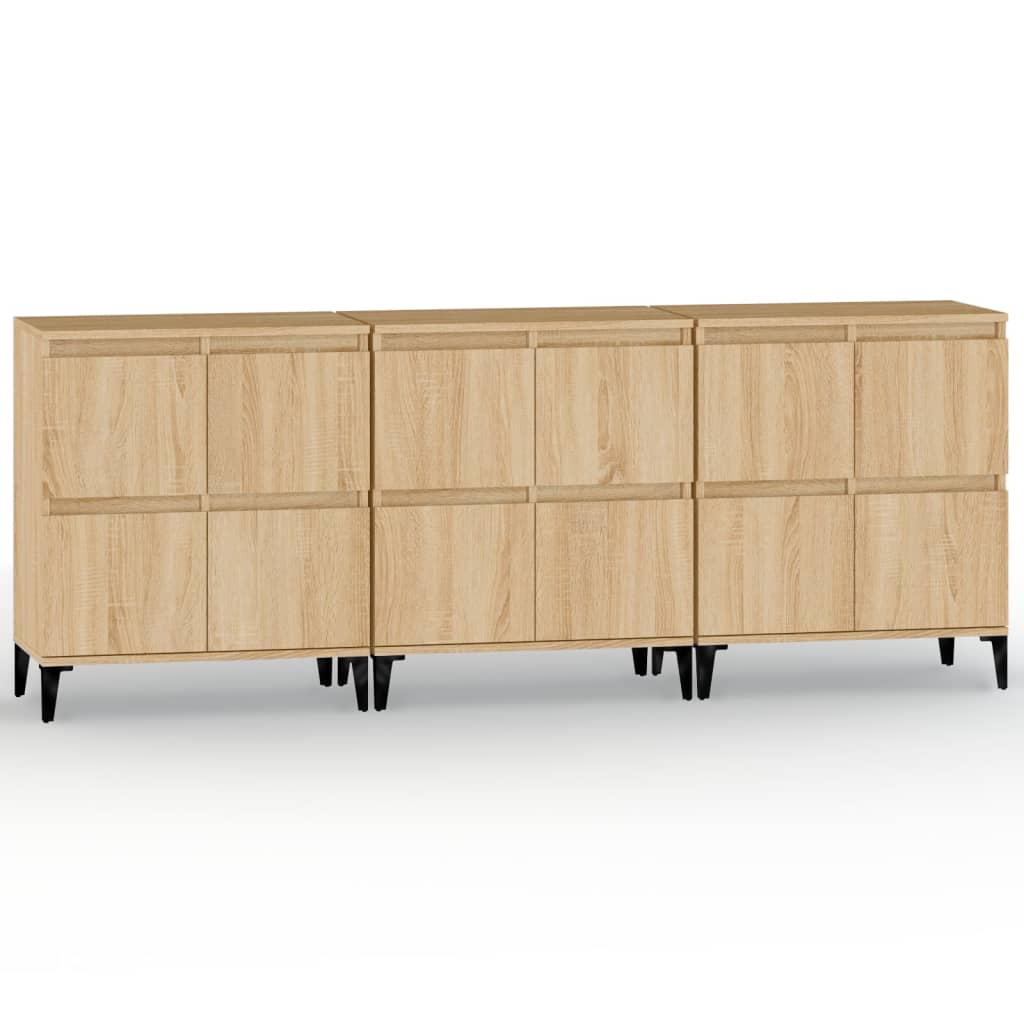Credenze 3pz Rovere Sonoma 60x35x70 cm in Legno Multistrato