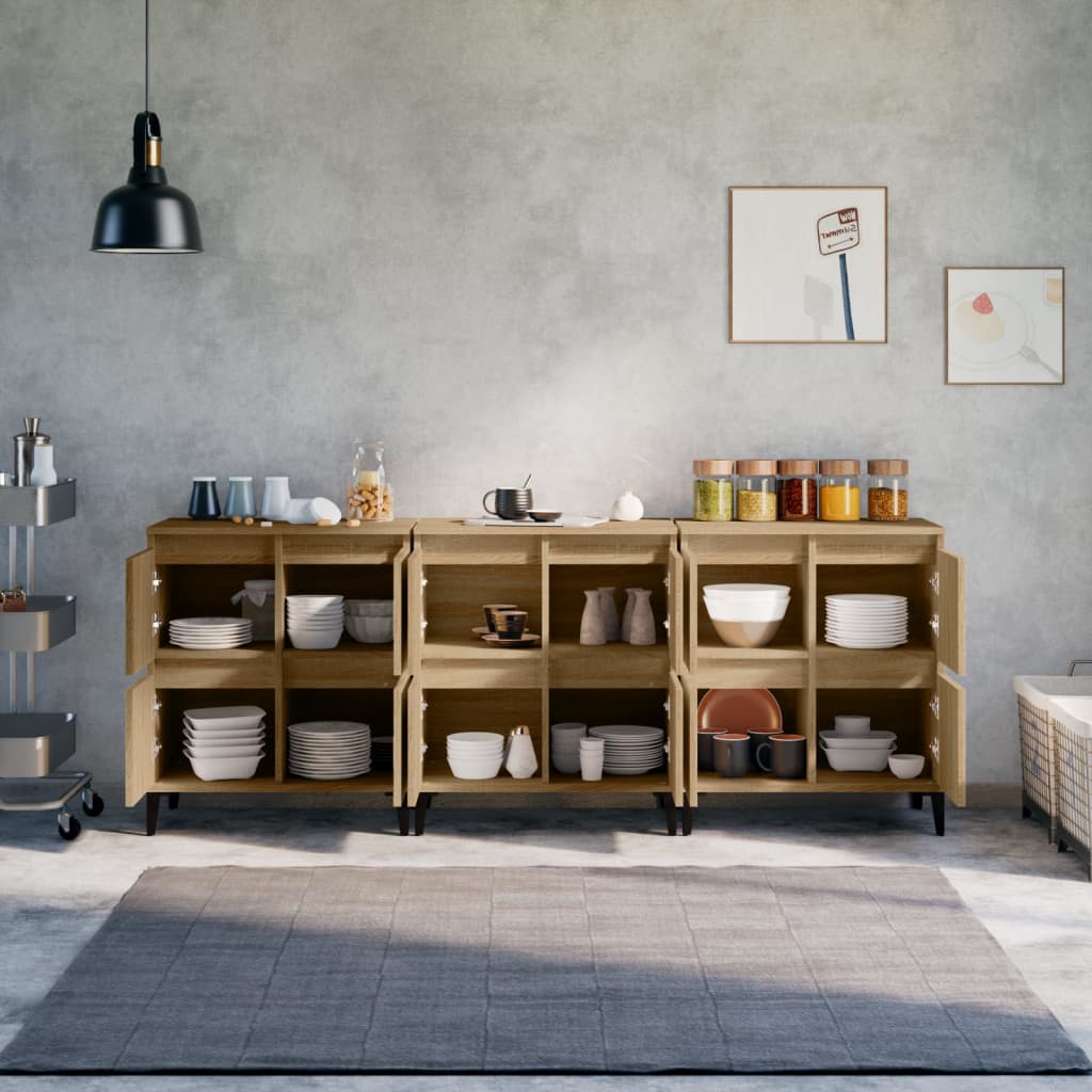 Credenze 3pz Rovere Sonoma 60x35x70 cm in Legno Multistrato