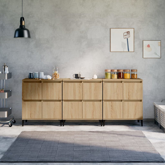 Credenze 3pz Rovere Sonoma 60x35x70 cm in Legno Multistrato