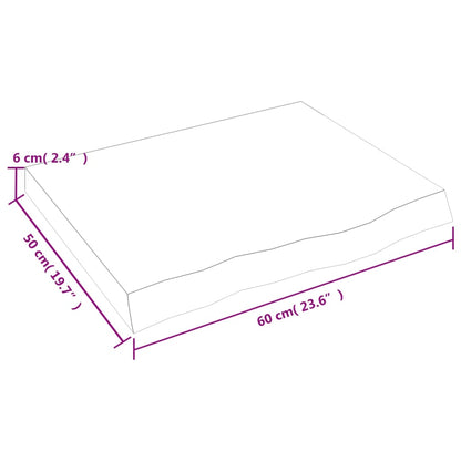 Piano per Tavolo 60x50x(2-6) cm in Rovere Massello Non Trattato - homemem39